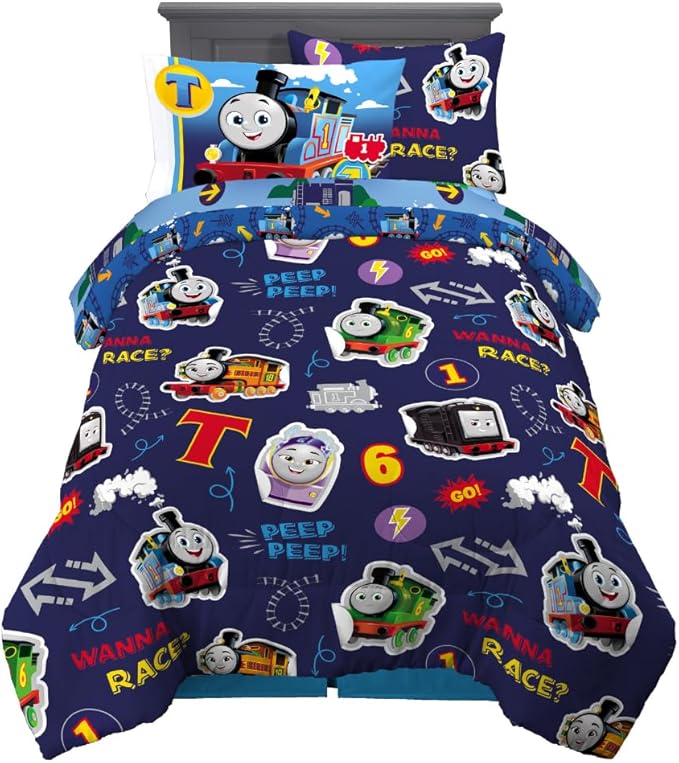 Franco Thomas & Friends Kids Bedding Super Soft Comforter and Sheet Set with Sham, 5 Piece Twin Size, (Officially Licensed Product)