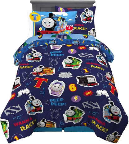 Franco Thomas & Friends Kids Bedding Super Soft Comforter and Sheet Set with Sham, 5 Piece Twin Size, (Officially Licensed Product)
