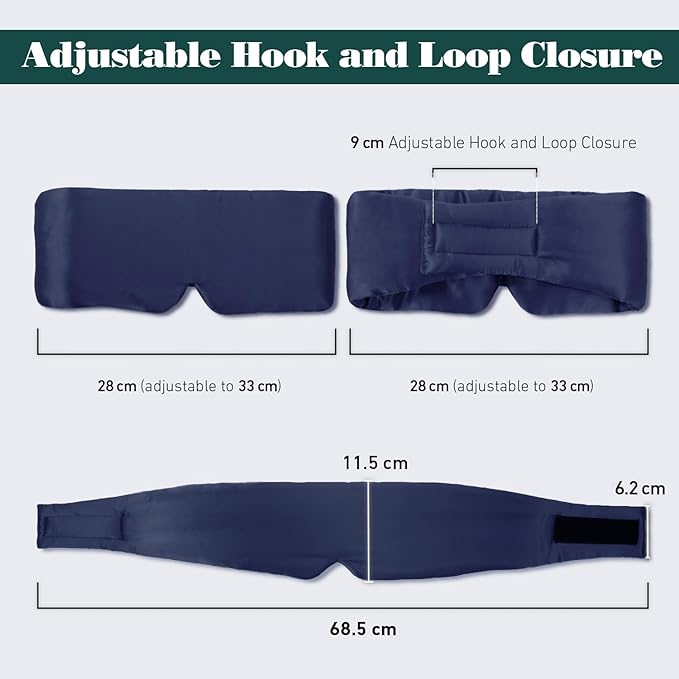 Joyhabit Silk Sleep mask | 100% Mulberry for Women Men Ultra Soft Blackout Eye Cover with Adjustable Band, Breathable No Eye Pressure, Ideal for Sleep, Travel, Naps & Meditation, Navy Blue