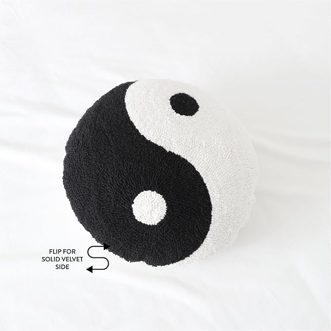 Urban Lifestyle Yin-Yang Throw Pillow, Black/White