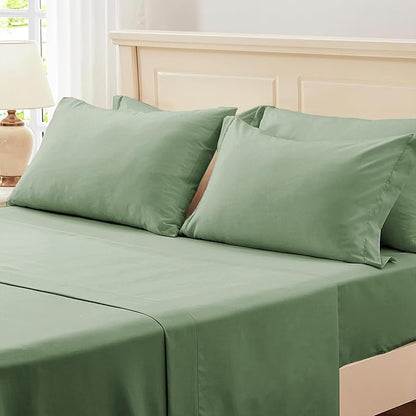 Zzlpp King Comforter Set 7 Pieces, Sage Green Seersucker Bed in a Bag with Comforter and Sheets, Lightweight Bedding Sets with 1 Comforter, 2 Pillow Shams, 2 Pillowcases, 1 Flat Sheet, 1 Fitted Sheet