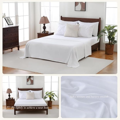 Sheet&Joy King Size Comforter Set, 7-Piece Bed in a Bag, Pintuck Bedding Set for All Season, Includes Comforter, Flat Sheet, Fitted Sheet, Pillowcases and Pillowshams, White