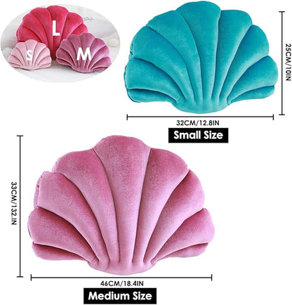 Patty Both Seashell Decorative Pillow Velvet Seashell Throw Pillow, Sea Shell Shaped Throw Pillow Decorative Pillows for Bed Couch Home Office Decor (Green, Small)