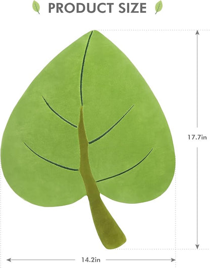 45cm/17.7IN Plush 3D Leaf Shaped Plants Throw Pillow, Green Plant Shaped Cute Plush Cushion for Bedroom Home Decoration