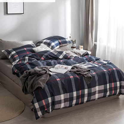 Cottonight Blue Plaid Comforter Set Twin Kids Bedding Set Navy Buffalo Checkered Comforter Lightweight for Boys Teens Soft Cozy