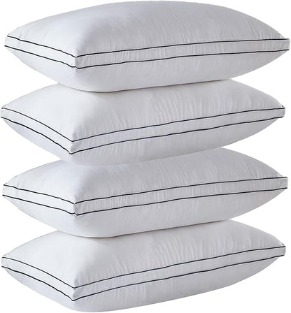 Gehannah Bed Pillows for Sleeping, Luxury Plush Soft Pillow with Home and Hotel, Breathable Microfiber Cover Skin-Friendly Pillows for Side Back Sleepers (White, Queen (Pack of 4))