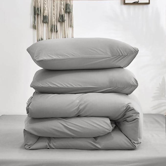 Cottonight Silver Grey Comforter Sets Twin Light Gray Bedding Comforter Set Women Men Solid Pure Gray Blanket Quilts Fuzzy Breathable Light Grey Bedding Comforter Sets for Twin Bed