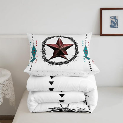 Erosebridal Western Decor Queen Comforter Set Boho Aztec Bedding Set for Kids Teens Adult Bedroom, Southwestern Texas Star Bedding Comforter Sets Exotic Tribal Geometric Quilt with 2 Pillow Cases