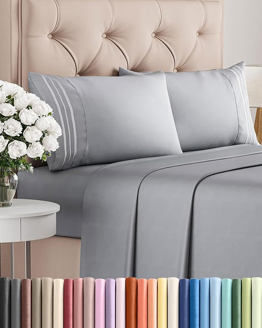 King Size 4 Piece Sheet Set - Comfy Breathable & Cooling Bed Sheets Set - Hotel Luxury Bedding for Women, Men, Kids, Teens, Boys & Girls - Deep Pockets, Soft and Wrinkle Free - Oeko-Tex - Steel Blue