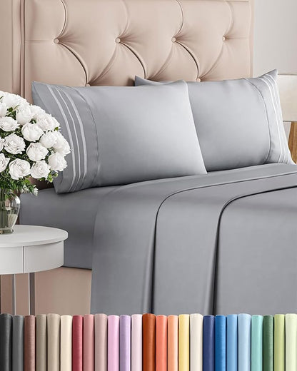 Full Size 4 Piece Sheet Set - Comfy Breathable & Cooling Bed Sheets Set - Hotel Luxury Bedding for Women, Men, Kids, Teens, Boys & Girls - Deep Pockets, Soft and Wrinkle Free - Oeko-Tex - Steel Blue