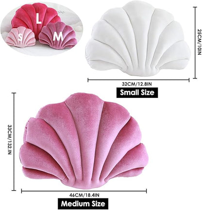 Patty Both Seashell Decorative Pillow Velvet Seashell Throw Pillow, Sea Shell Shaped Throw Pillow Decorative Pillows for Bed Couch Home Office Decor (White, Small(12.8 * 10in 0.3kg))