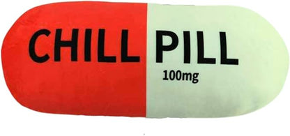 Chill Pill Pillow - Cervical Neck Pillow, Calming Corner Classroom Must Haves Bolster Throw Pillows, College Dorm, Boho Classroom Decor, Lumbar Support, Home Office Preppy Stuff