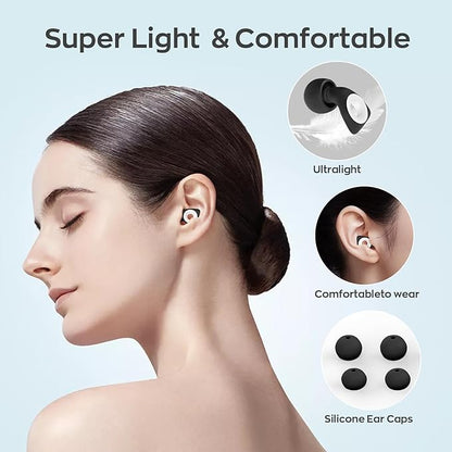 Dison Ear Plugs for Sleeping, Reusable Earplugs for Noise Reduction Silicone Hearing Protection Ear Plugs with 6 Ear Tips Black