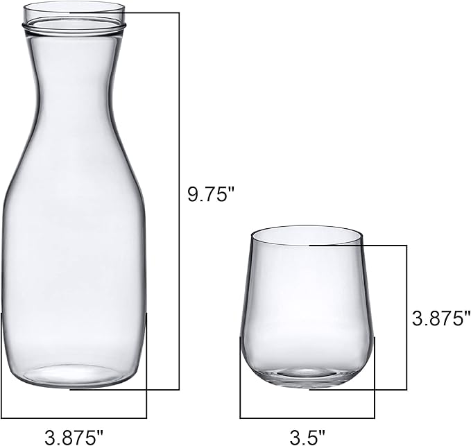 Amazing Abby - Aurora - Acrylic Bedside Carafe Set, Plastic Water Carafe with Dual-Use Tumbler/Lid, Easy-Access for the Night, Shatter-Proof, BPA-Free, Great for Bedroom, Bathroom, Kitchen, and More