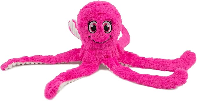 Best Pet Supplies Interactive Squeaky Dog Chew Toy, Ideal Dog Toys for Chewers, Small, Medium & Large Dogs, and Fetch Lovers - Octomutant (Fuchsia), Large