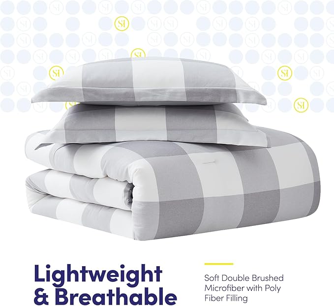 Twin Comforter Set with Sheets - 5-Piece Bedding Collection - 1 Comforter, 1 Fitted Sheet, 1 Flat, 2 Pillowcases - Deep Pocket - Soft & Premium Quality - Ideal for All Seasons, Checkered Box