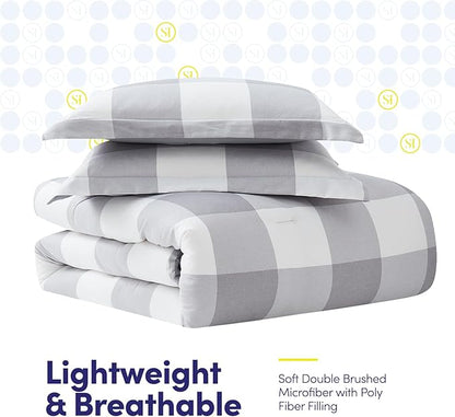Twin Comforter Set with Sheets - 5-Piece Bedding Collection - 1 Comforter, 1 Fitted Sheet, 1 Flat, 2 Pillowcases - Deep Pocket - Soft & Premium Quality - Ideal for All Seasons, Checkered Box