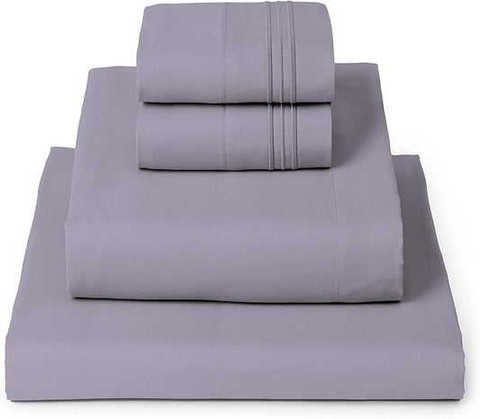 Mellanni Queen Sheets Set - 4 PC Iconic Collection Bedding - Hotel Luxury, Extra Soft, Cooling Bed Sheets - Wrinkle, Fade, Stain Resistant (Queen, Hazy Lilac)