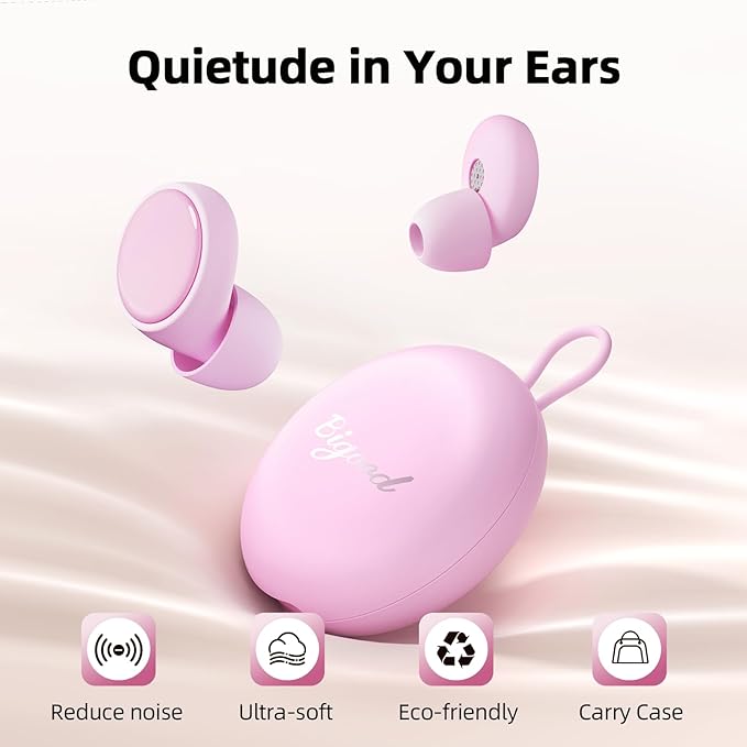 45dB Ear Plugs for Sleeping Noise Cancelling, Noise Reduction Earplugs for Sleep, Snoring, Reusable Noise Cancelling Ear Plugs for Concerts, Work, Airplane, Silicone Sleep Earplugs with 8 Tips Pink