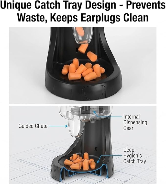 Ear Plug Dispenser,with 1000Pcs Refillable SNR 38dB (NRR 33dB) Noise Foam Earplugs,Wall-Mounted,Hearing Protection for Shooting,Construction Site,Work