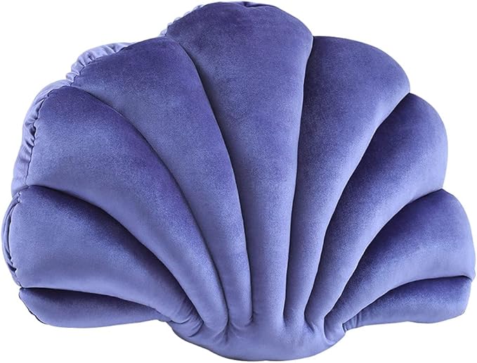 Patty Both Seashell Decorative Pillow Velvet Seashell Throw Pillow, Sea Shell Shaped Throw Pillow Decorative Pillows for Bed Couch Home Office Decor (Violet, Small)