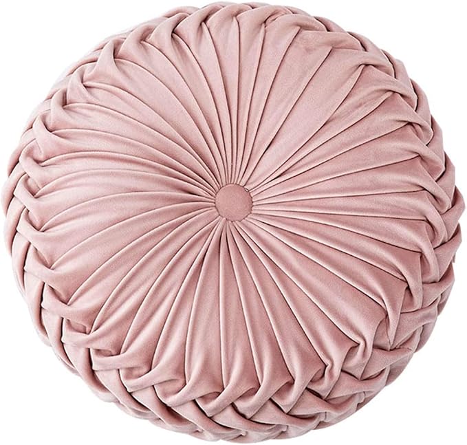 S_SSOY Round Throw Pillow for Couch Decorative 13"X13" Pumpkin Round Velvet Cushion for Sofa Bed Chair Floor Car Decorative (Pink)