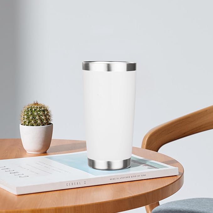 20oz Tumbler with Lid Stainless Steel Insulated Tumblers Travel Coffee Tumbler Bulk Double Wall Vacuum Insulated Water Cup Christmas Gifts for Women Men Her Him Home Office (White, 1pack)