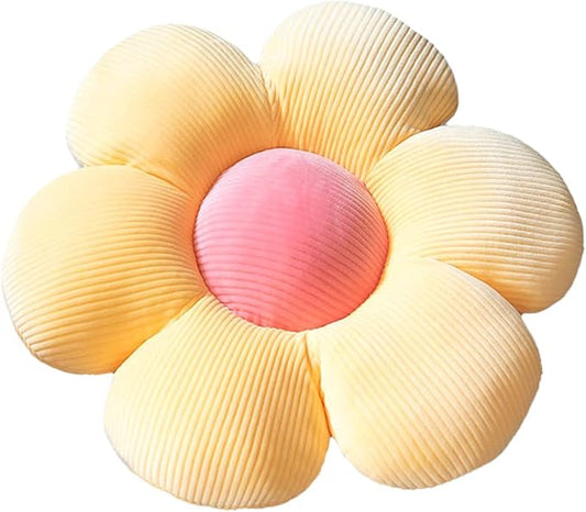 Flower-Shaped Cute Pillow, Flower Cushion, Reading Pillow and Leisure and Comfortable Pillow, Car Cushion (Yellow/Pink, 60cm*60cm)