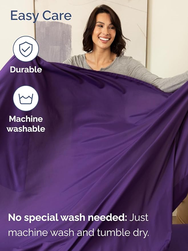 Extra Deep Twin Sheet Set - 4 Piece Breathable and Cooling Sheets - Hotel Luxury Bedding for Women, Men, Kids & Teens - Easy & Secure Fit - Soft, Wrinkle Free and Comfy - Extra Deep Pockets - Purple