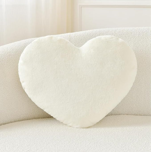 Petrella Heart Pillow Cute Fuzzy Pillows Throw Pillows for Bed Livingroom Home Decor Cushion Decorative Aesthetic Preppy Pillows White,Large 19"x15"