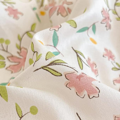 MKXI Garden Floral Comforter Full Peach Blossom Pink White Floral Comforter Set for Girls Botanical Bedding Comforter Pink Flowers Print Comforter Vintage Farmhouse Bed Comforters