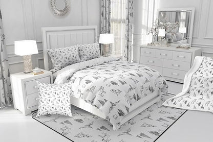 Erosebridal Woodland Animals Comforter Set King Size Bear Deer Wolf Hunting Theme Bedding Set for Kids Child | Rustic Cabin Lodge Decor Duvet Insert Farmhouse Wildlife Mountain Black White Quilt