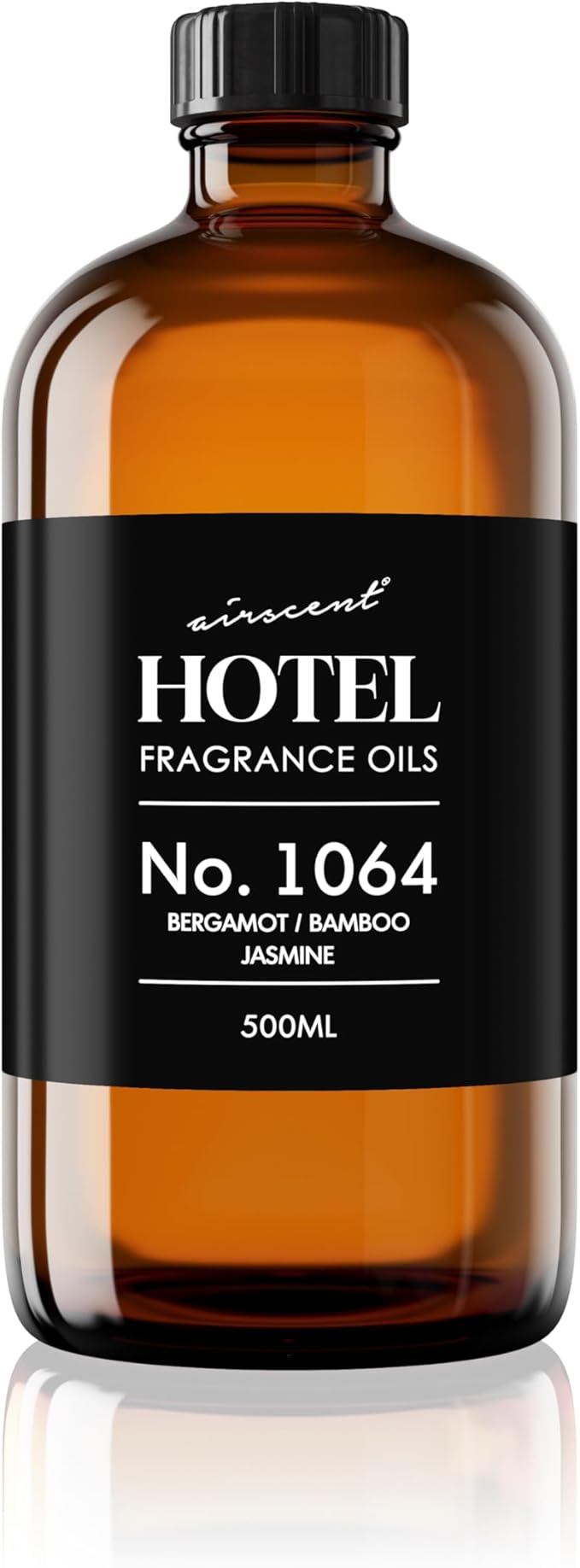 AirScent Hotel Diffuser Oil No. 1064 - Bergamot Bamboo Jasmine - Premium Fragrance Oil for Ultrasonic and Waterless Diffusers and Crafting - 500 mL, 16.9 fl oz Glass Bottle