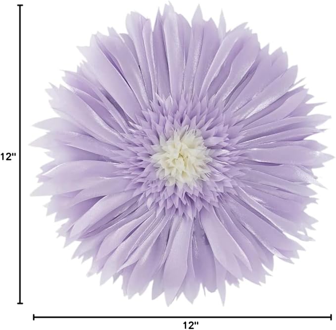 Decorative 3D Round Flower Pillow Handmade Daisy Floral Throw Pillow with Insert Cute Satin Accent Cushion for Sofa Bed Couch Living Room Brdroom Boho Home Decor 12 Inch Lavender Purple
