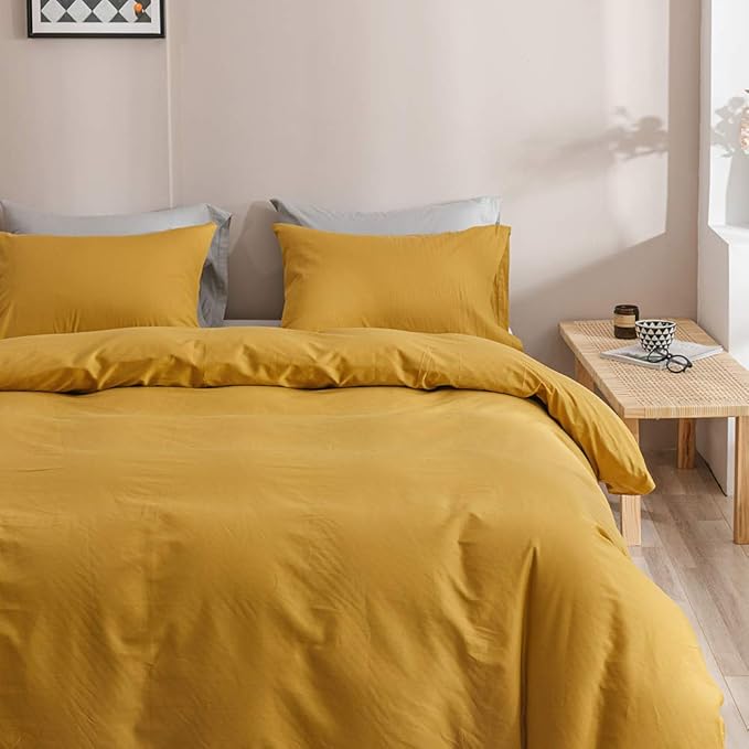Wellboo Yellow King Comforter Sets Solid Mustard Yellow Bedding Comforters Women Men Plain Dark Yellow Quilts Modern Minimalist Gold Yellow Blankets Soft Vintage Ginger Yellow Bedroom Decor Aesthetic
