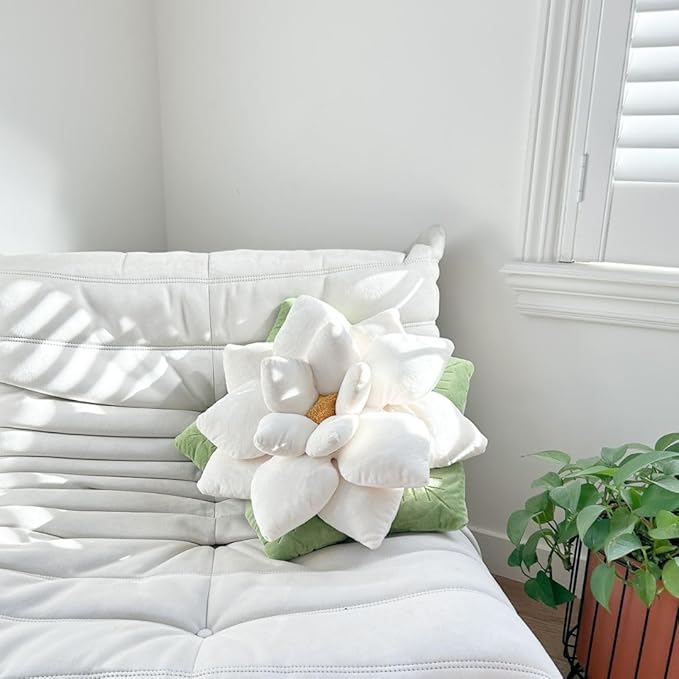Green Philosophy Co. Poinsettia Pillow - Marshmallow White