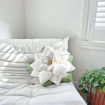 Green Philosophy Co. Poinsettia Pillow - Marshmallow White