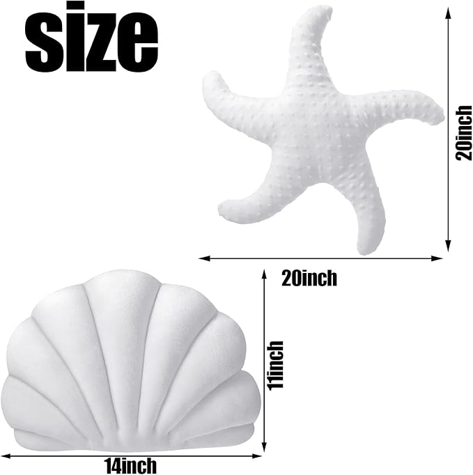 Newwiee 2 Pcs Starfish Pillow 14 x 11 Inch Seashell Throw Pillows 20 Inch Beach Starfish Shaped Throw Pillows Soft Home Decorative Pillow Cute Plush Coastal Decor for Bed Couch Living Sofa Room Decor