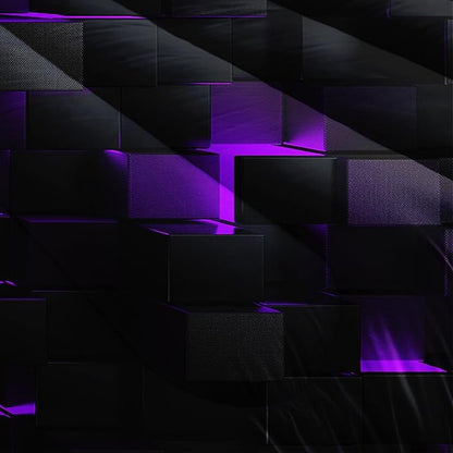 Neon Purple Black Comforter Set Queen Geometric Kids Bedding Set,3 PCS Geometry Honeycomb Bed Set Modern Quilt Set 1 Comforter 2 Pillow Cases Cool Room Decor All Season B-Side Black