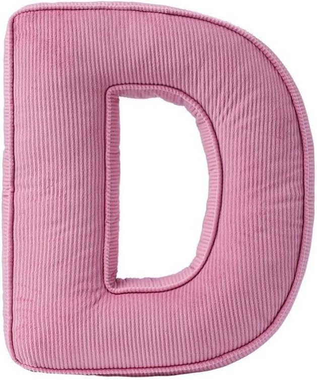 Pink Letter Plush Pillow, Letter Hugging Throw Pillows, Decorative Corduroy Initial Letter Shaped Throw Pillows, Letter Pillows English Alphabet A to Z for Sofa Bedroom Living Room Decor (D)
