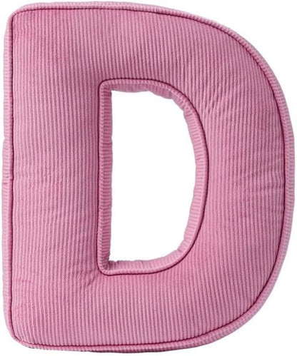 Pink Letter Plush Pillow, Letter Hugging Throw Pillows, Decorative Corduroy Initial Letter Shaped Throw Pillows, Letter Pillows English Alphabet A to Z for Sofa Bedroom Living Room Decor (D)