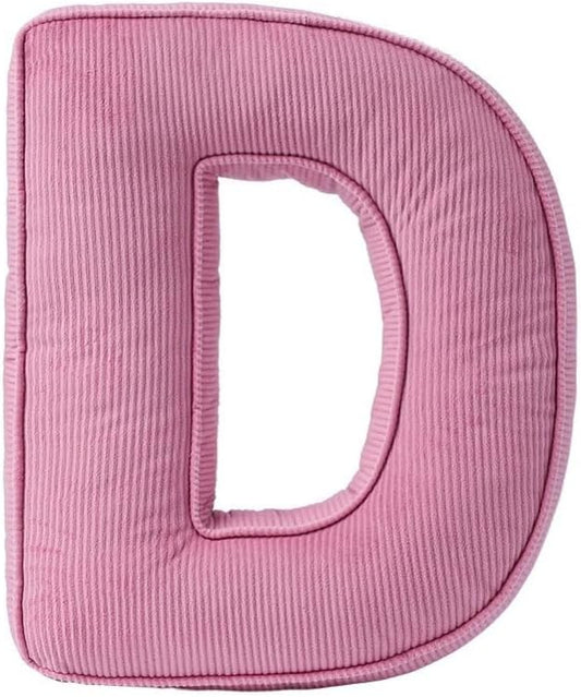 Pink Letter Plush Pillow, Letter Hugging Throw Pillows, Decorative Corduroy Initial Letter Shaped Throw Pillows, Letter Pillows English Alphabet A to Z for Sofa Bedroom Living Room Decor (D)