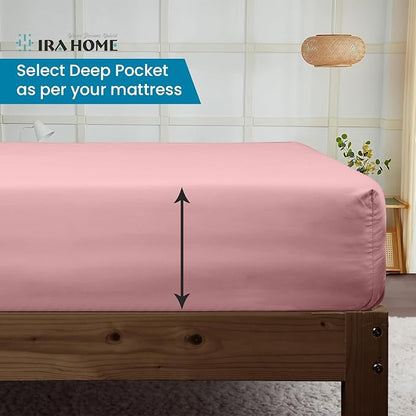 100% Egyptian Cotton King Size Bed Sheets, 600 Thread Count Luxury Bedding Set, Long Staple Cotton, 4 Piece Set - 1 Fitted Sheet, 1 Flat Sheet & 2 Pillowcases, Fits Upto 16" Mattress - Blush