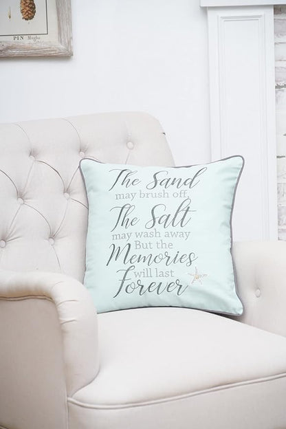 C&F Home "The Sand May Brush Off Cotton Blend Embroidered Accent Throw Pillow 18" x 18" Beach House Coastal Nautical Summer Starfish Home Living Room Sofa Couch Chair Bed Bedroom Beach House Decor