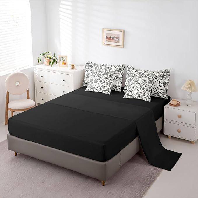 Erosebridal Boho Western Queen Comforter Set with Sheets 7 Piece Grey White Southwestern Bed in A Bag Rustic Farmhouse Aztec Bedding Sets for Men Adults Modern Geometric Diamond Bed Set