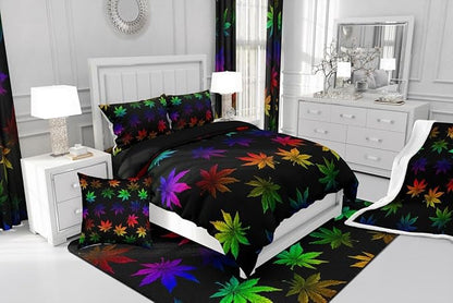 Erosebridal Rainbow Leaf Bedding King, Leaves Comforter Set for Women Girls Men,Nature Botanical Plants Down Comforter,Neon Tie Dye Hippie Bedding Comforter Sets