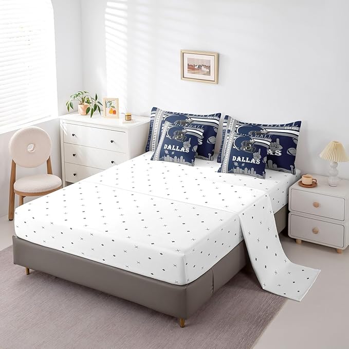Feelyou Football 7 Pieces Comforter Sets Full Size Bedding Set for Boys Kids Teen Sports Theme Football City Bed in a Bag with Comforter, Sheets, Pillowcases & Cushion Cover