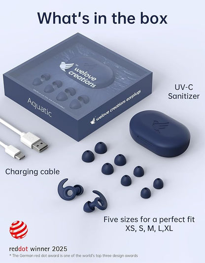 Welove Ultra-Comfy Ear Plugs with First-Ever UV Sanitizer—Reusable Earplugs for Sleep, Focus, Travel, and Noise Sensitivity |Hearing Protection |Customizable Fit | 18dB NRR Noise Reduction
