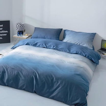 KAREVER Blue Gradient Comforter Set Twin Bedding Set Multicolor Light Blue Bedding Set Gradient Blue Blanket Quilts Blue Color Comforter Set for Twin Bed