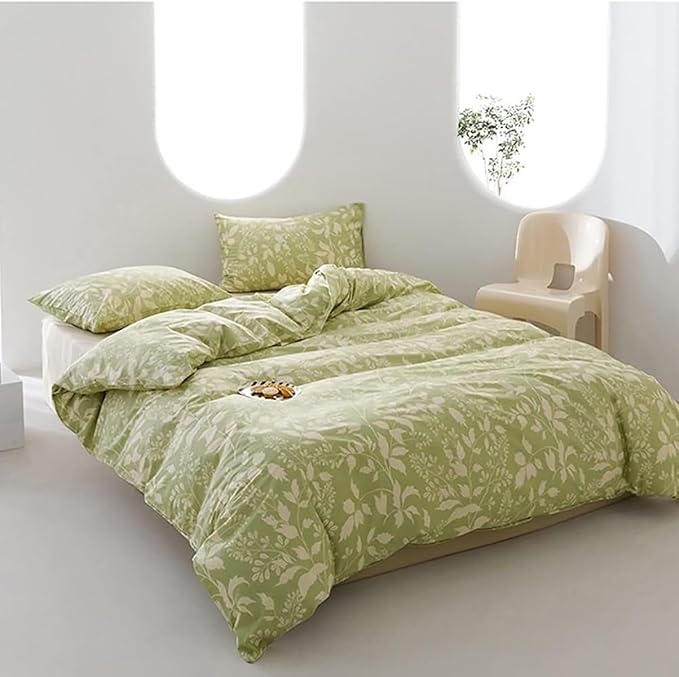 KAREVER Green Botanical Comforter Set Cal King Sage Floral Comforter Women Girls Matcha Green Floral Plant Bohemian Sage Green Blanket Rustic Leaf Blossom California King Bed Comforter